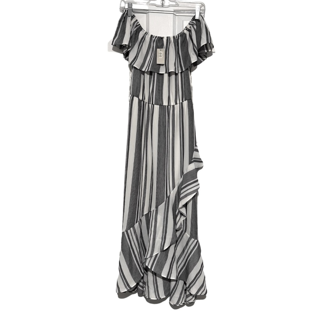 Striped Off-the-shoulder Maxi Dress